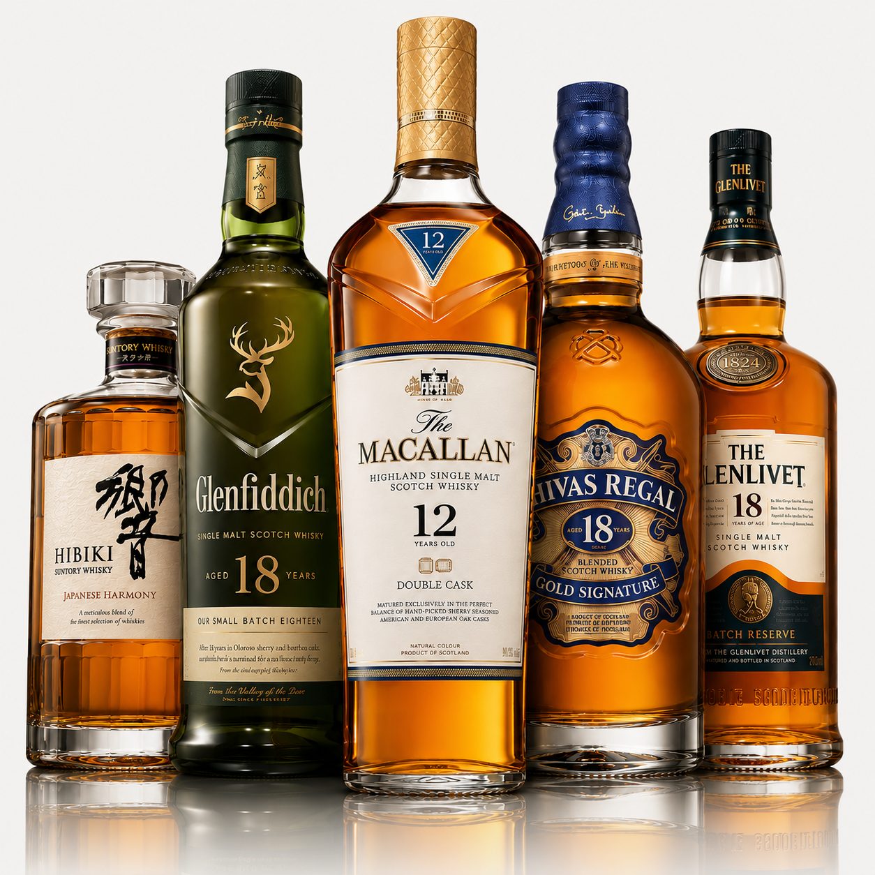 Coleção Exclusiva de Whisky — 5 Garrafas Premium